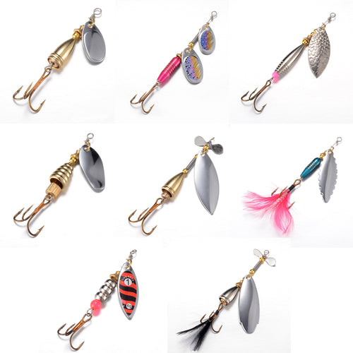 1 pcs Fishing Spoon Hard Bait Mepps Lure Artificial Jig Vissen Tackle Spinner Fishing Lures With Knife-edged Treble Hooks