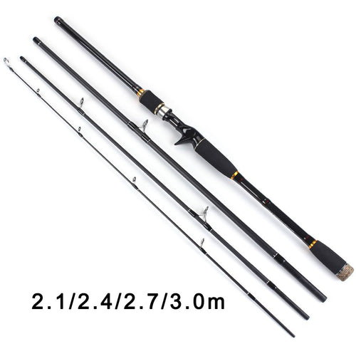 TOMA  2.1m 2.4m 2.7m 3.0m 100% Carbon Fiber Rod Spinning Fishing Rods Casting Travel Rod 4 Sections Fast Action Fishing Lure Rod