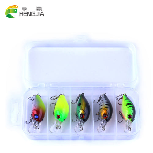 HENGJIA 5pc 4.2g Fishing Lure Kit Minnow floating Lure Isca Crankbait Bait Pesca Jig Fishing Hook Set With Fishing Tackle Box