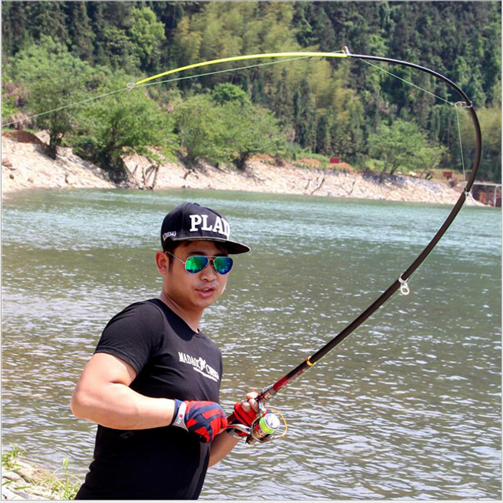 Super Hard Telescopic Fishing Rod 99% Carbon Fiber 2.1-3.6M Carbon Spinning Pole Sea Fishing Stick Metal Ring