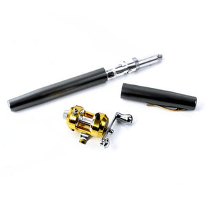 Portable Pocket Telescopic Mini Fishing Pole Pen Shape Folded Fishing Rod With Reel Wheel