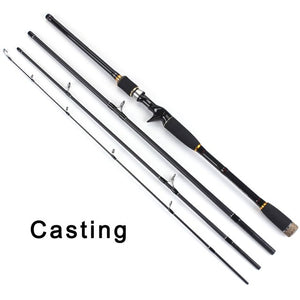 TOMA  2.1m 2.4m 2.7m 3.0m 100% Carbon Fiber Rod Spinning Fishing Rods Casting Travel Rod 4 Sections Fast Action Fishing Lure Rod