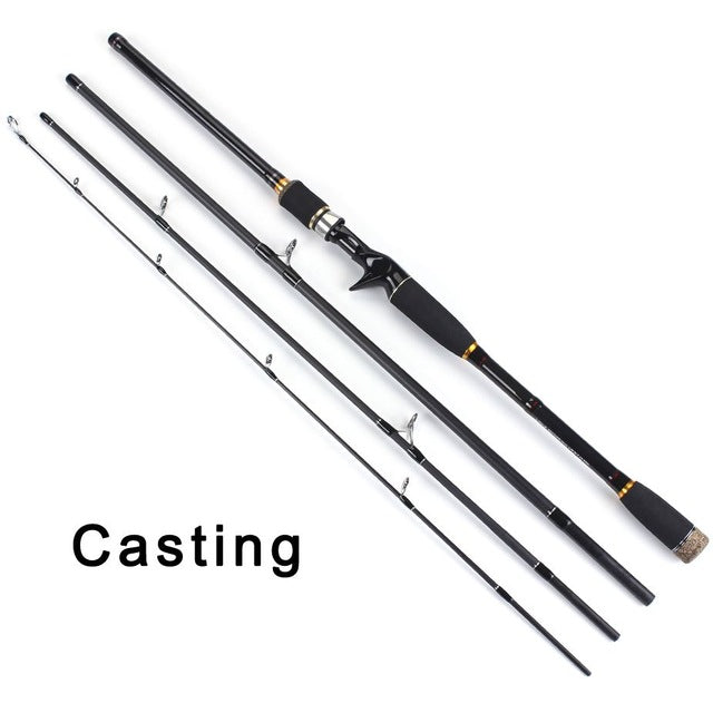 TOMA  2.1m 2.4m 2.7m 3.0m 100% Carbon Fiber Rod Spinning Fishing Rods Casting Travel Rod 4 Sections Fast Action Fishing Lure Rod