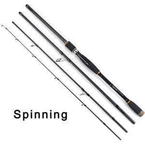 TOMA  2.1m 2.4m 2.7m 3.0m 100% Carbon Fiber Rod Spinning Fishing Rods Casting Travel Rod 4 Sections Fast Action Fishing Lure Rod