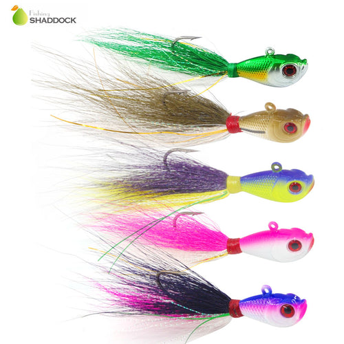 shaddock fishing 5pcs Mixed Colors Artificial Fishing Bait With Feather Fishing Tackle Hard Lure For Fishing Hook