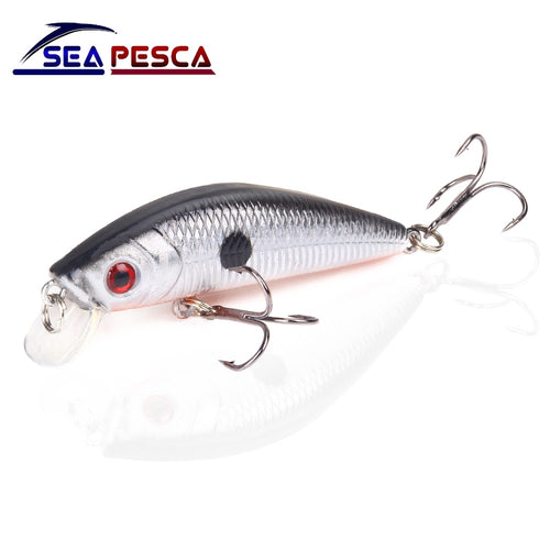 SEAPESCA Minnow Fishing Lure 70mm 8g 3D Eyes Crankbait Wobblers Artificial Plastic Hard Bait peche Fishing Tackle JK9