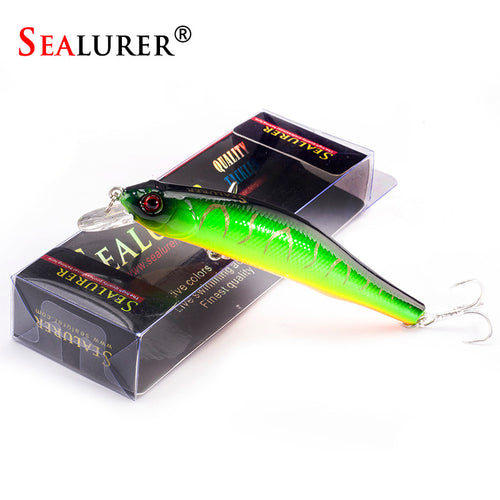 SEALURER Boxed  Fishing lures  Minnow   High Quality Tackle  100mm  11.7g  Wobblers Crankbait  with 6#  Hooks 3D Eyes