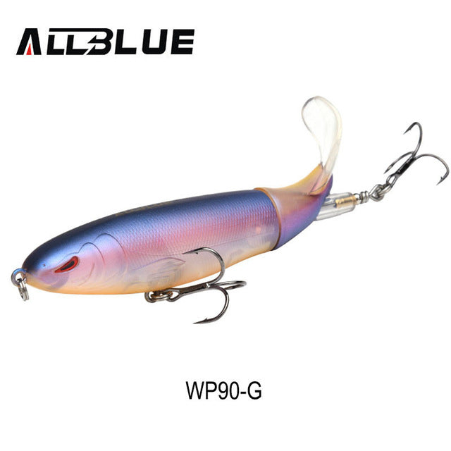 ALLBLUE Whopper Popper 9cm/11cm/13cm Topwater Fishing Lure Artificial Bait Hard Plopper Soft Rotating Tail Fishing Tackle Geer