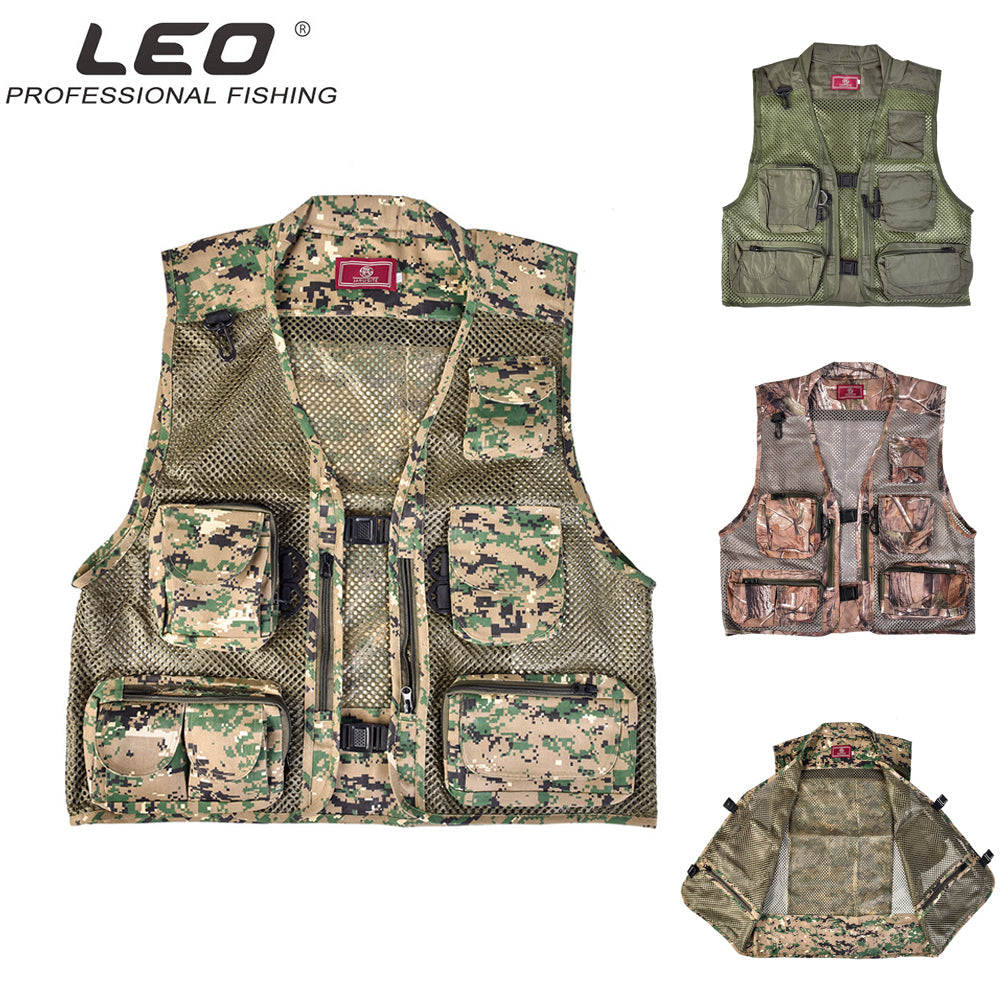 Leo Fishing Vest Multi-pocket Waistcoat Super-breathable Mesh Fish