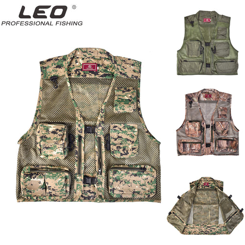 Leo Fishing Vest Multi-pocket Waistcoat Super-breathable Mesh Fish Apparel Outdoor Clothes Lightweight Fishing Clothing