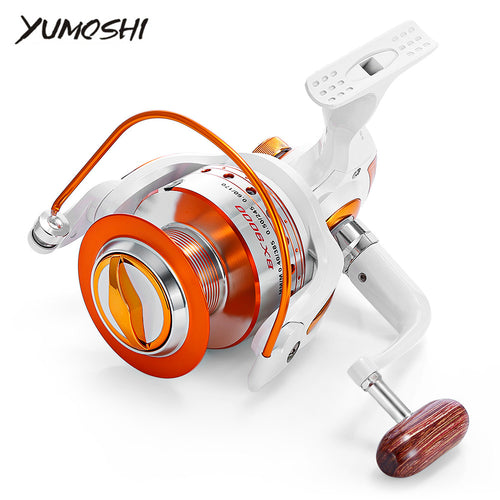 YUMOSHI 500-9000Series 5.5:1/5.2:1 Full Metal Spinning Fishing Reel 12+1BB Saltwater Sea Fishing Reel Carp Fishing Spinning Reel